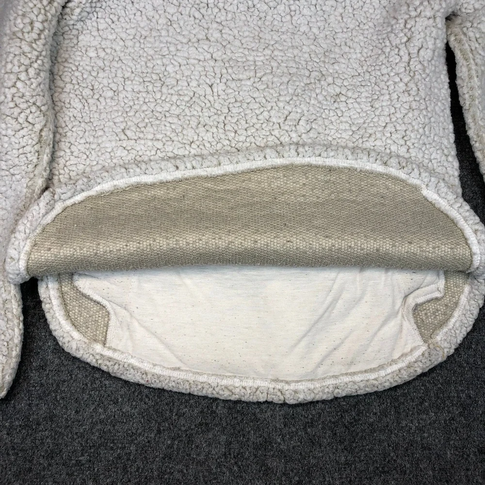 Cozy Sherpa Pullover Fleece Jacket‎ White Cream Size S Pockets Quarter Zip
